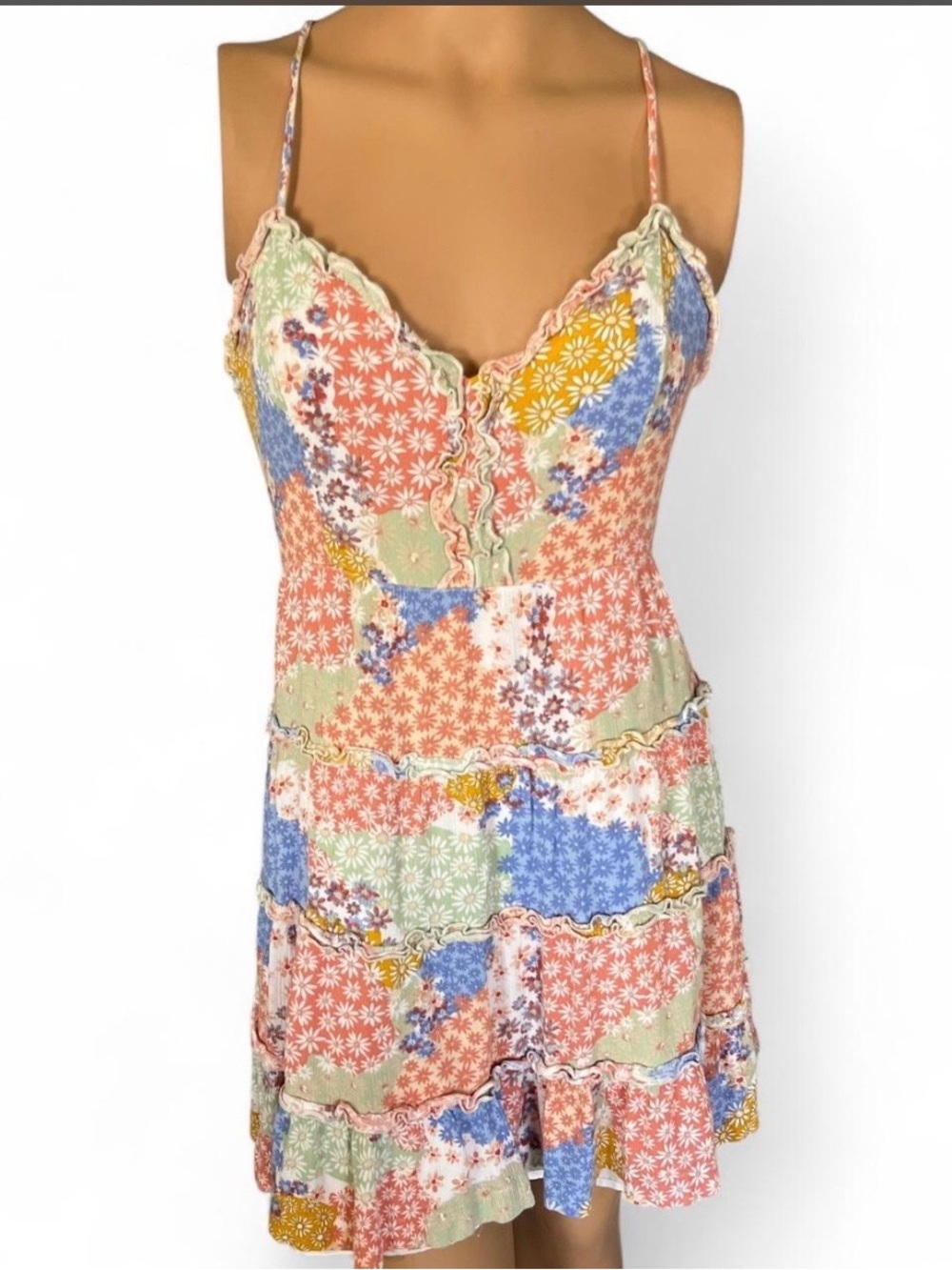 Forever 21 Pastel Floral Patchwork Slip Dress
